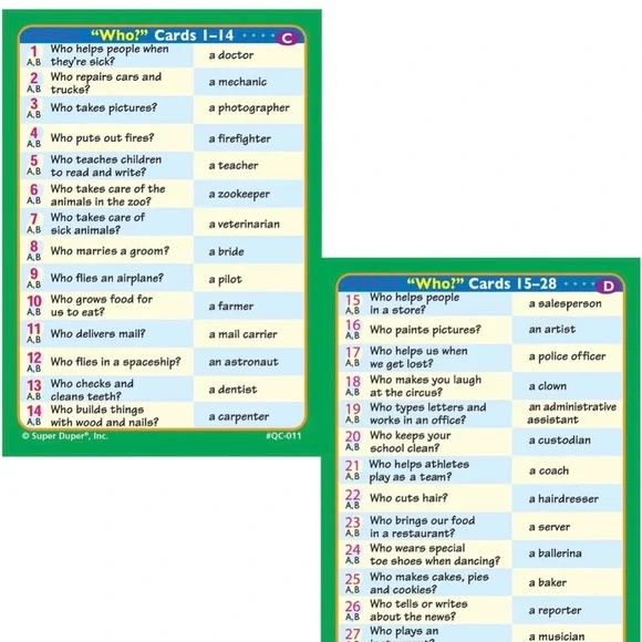 NIB Super Duper Publications "WH" Question Collection 5 Sets of Cards,Ed Resorce - Picture 3 of 12